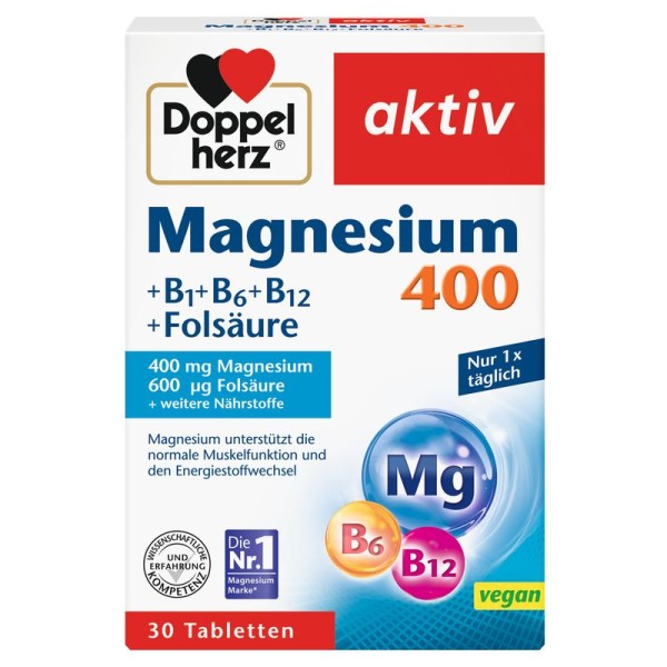 Doppelherz aktiv Magnesium 400 B1+B6+B12+Folsäure 30 Stück - 47300