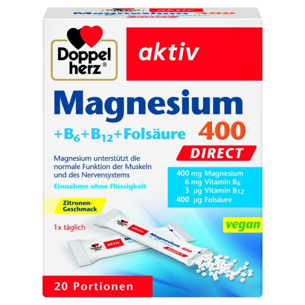 Doppelherz aktiv Magnesium 400 Direct +B6+B12+Folsäure 20 Portionen - 19900