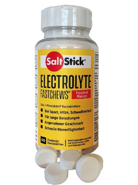 Salt Stick Fastchews Tropical Mango Elektrolyt-Kautabletten 60 Stück-Flasche