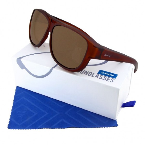 ActiveSol Überzieh-Sonnenbrille  Flieger Pilotenbrille El Aviador UV400 Schutz polarisiert  - Brown