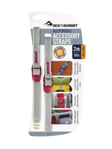 Sea To Summit Alloy Buckle Accessory Strap 10 mm Spanngurt - 2.0 Meter Rot