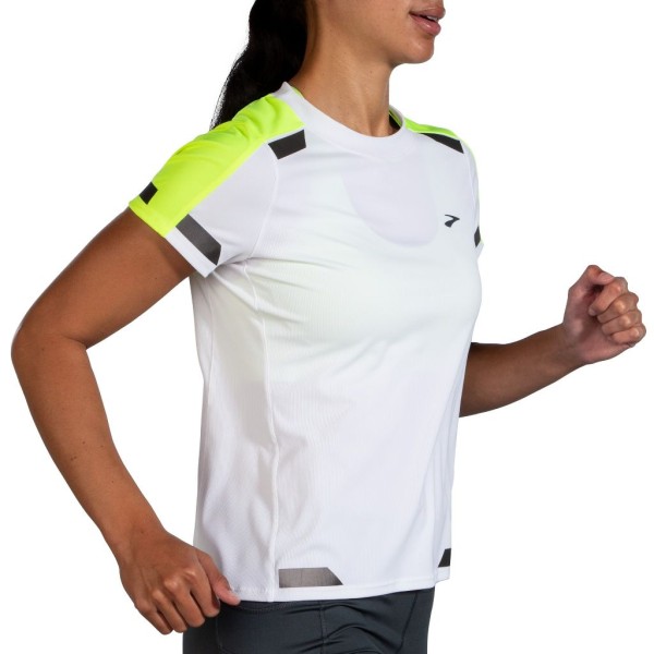 Brooks Run Visible Short Sleeve - Laufshirt Damen - 221562-135 White/Nightlife