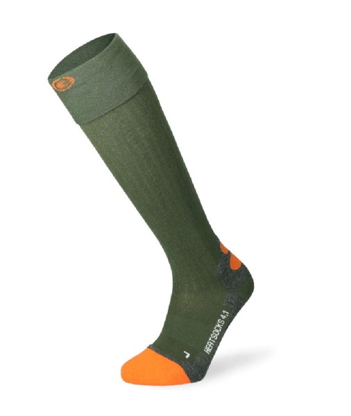 Lenz Heat Sock 4.1 toe cap - Heizsocken - 1065 grün-orange