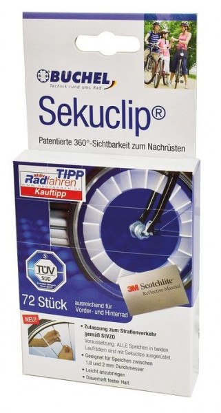 Büchel Radspeichenreflektoren Sekuclip Büchel Set 72 Stück für VR & HR