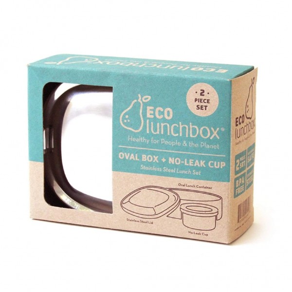 ECO Lunchbox Oval mit Snackcup - Edelstahldose mit Clipverschluss - O447407
